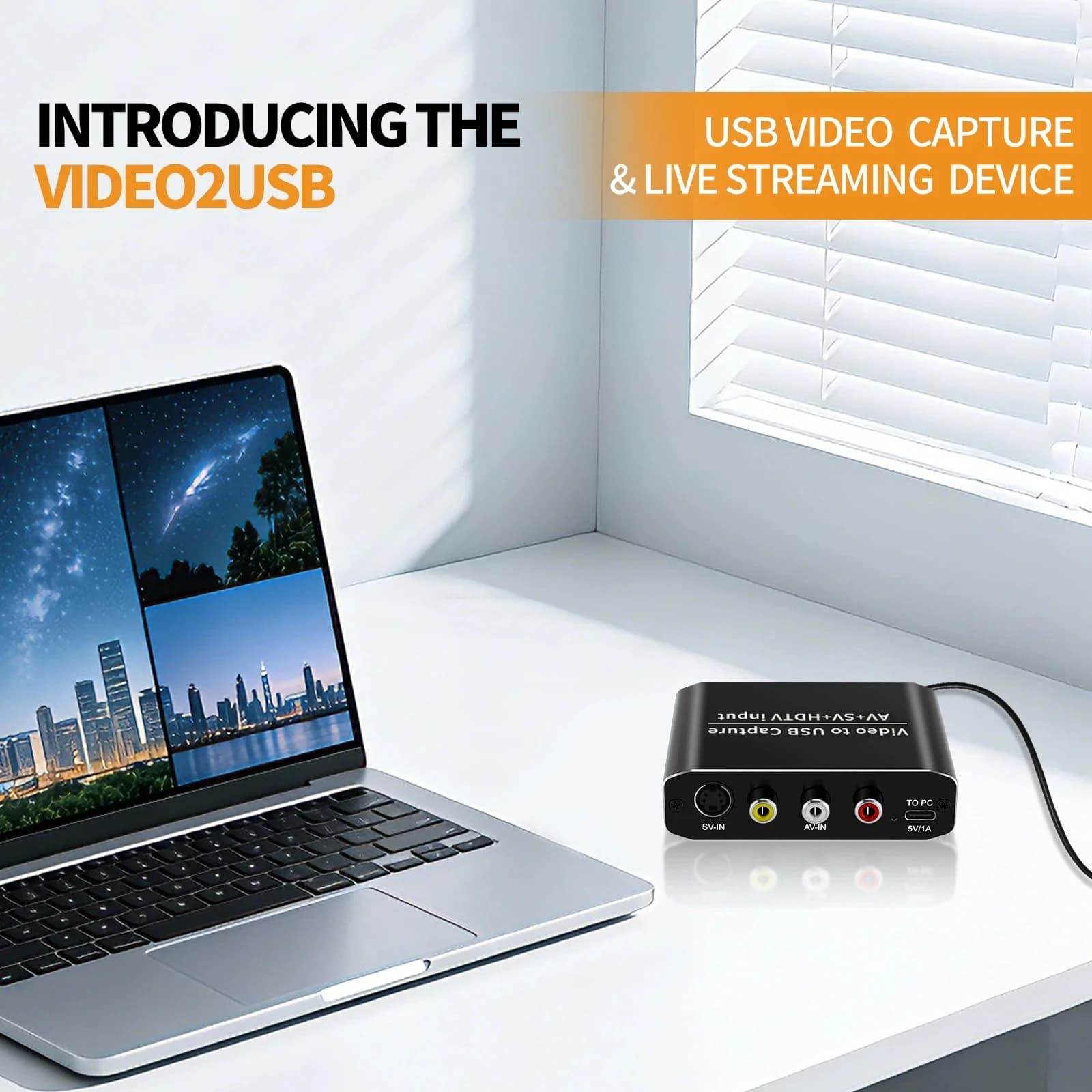 Scheda di acquisizione video USB 3.0 con ingresso AV/S-Video HDTV, uscita loop HDTV 1080P 60Hz, supporto YUY2 MJPEG per registrazione di giochi e streaming live