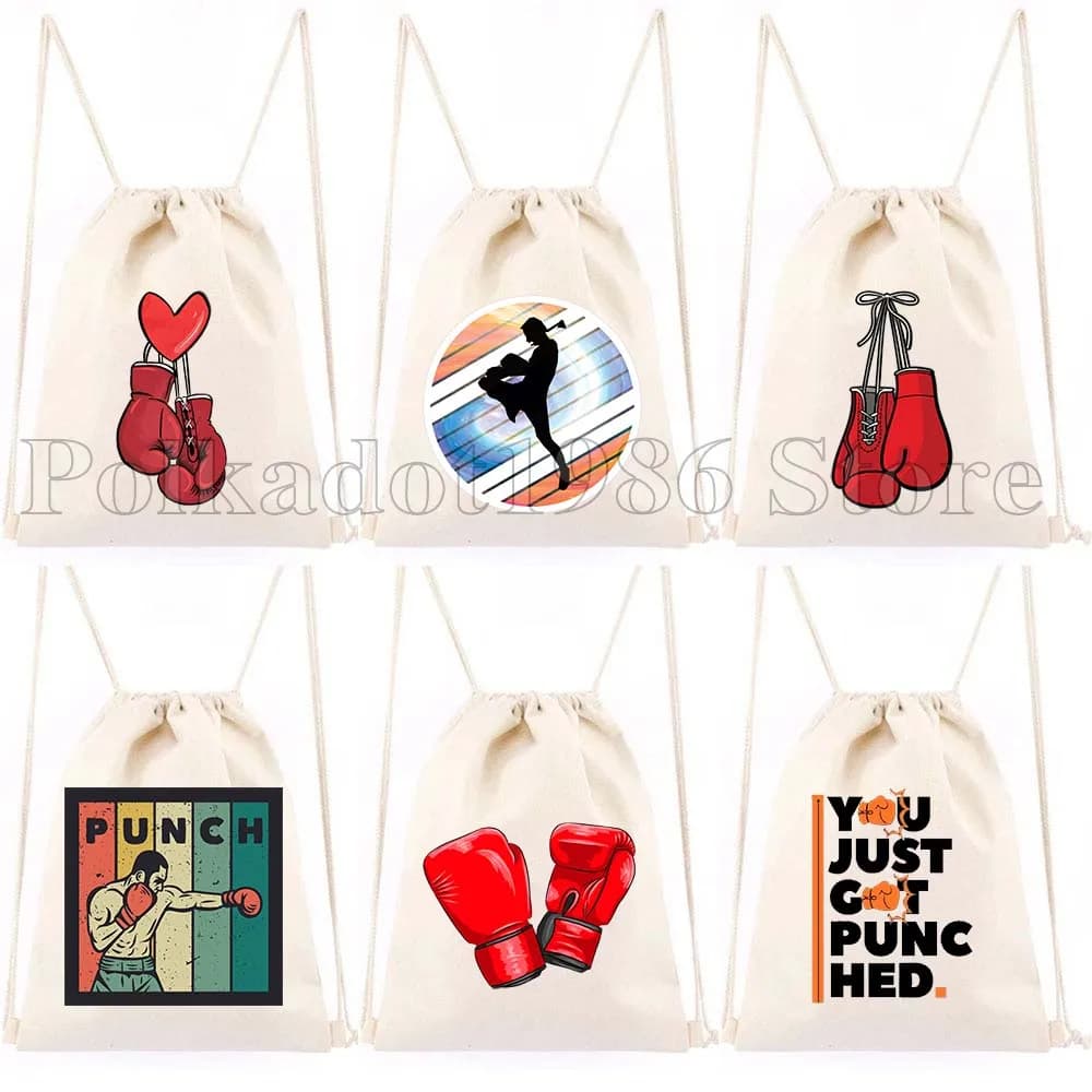 Continue fighting, cute rugged red boxing gloves, Muay Thai gifts, canvas purse, football backpack, gym backpack
