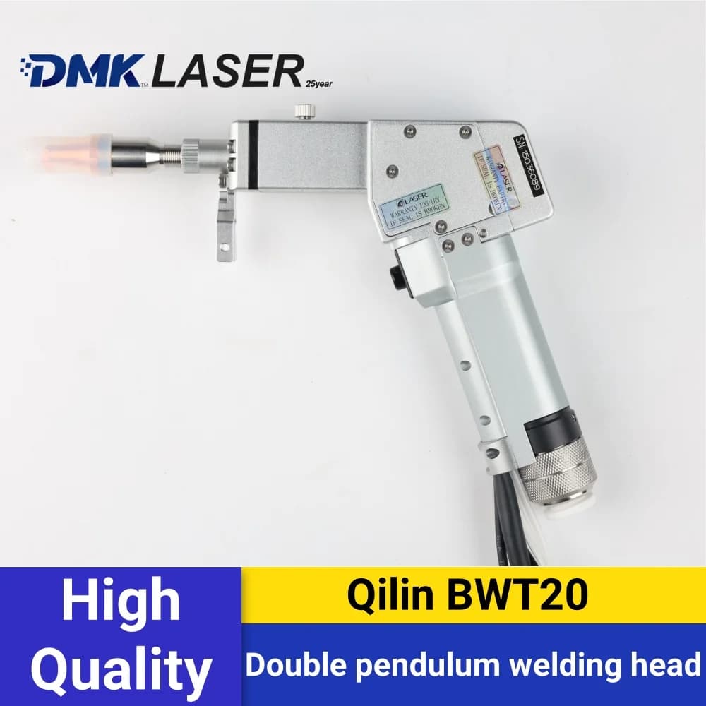 Testa di saldatura laser portatile a doppio asse QILIN BWT20 con scatola di controllo V11, 2000W, raffreddamento ad acqua, pistola laser a doppio pendolo.