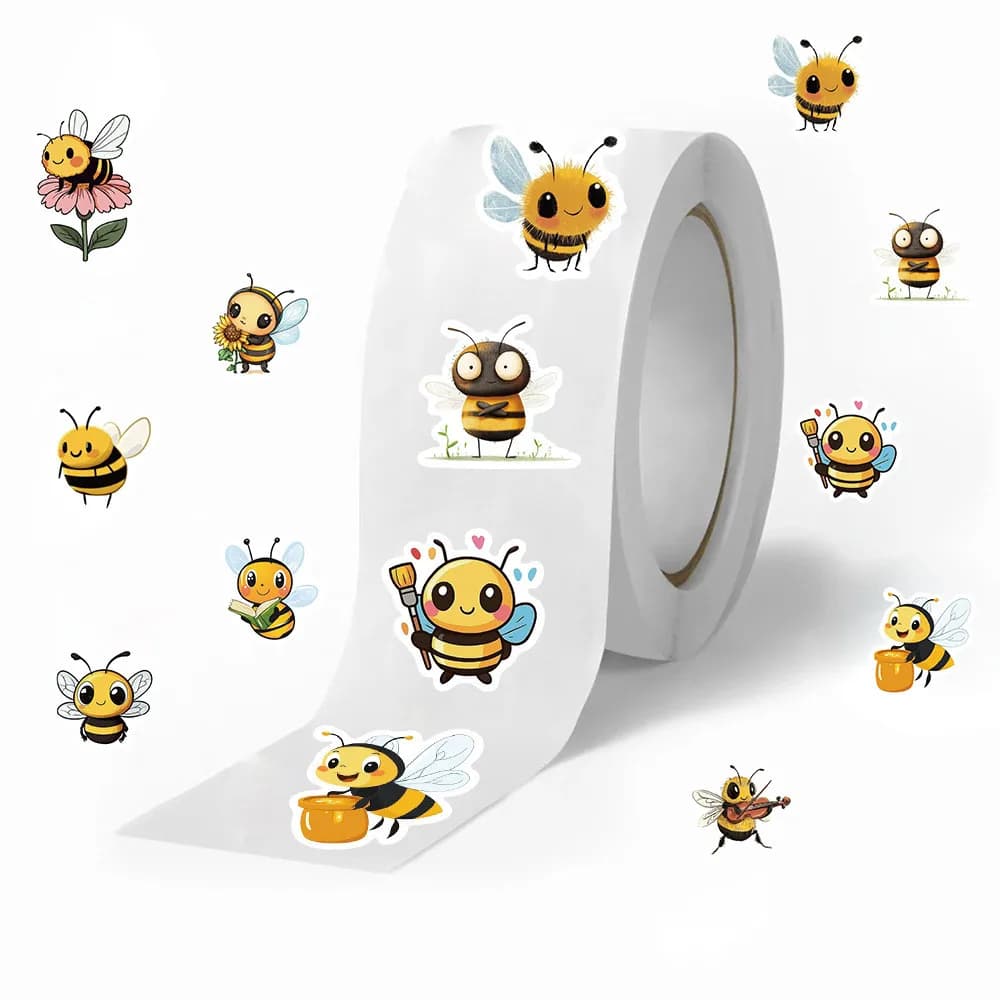 500Pcs/Roll Hot-Selling Cartoon Bee Washi Tape - Cute Insect Decals for Journal & Envelope Sealing RecordingYourLife Store