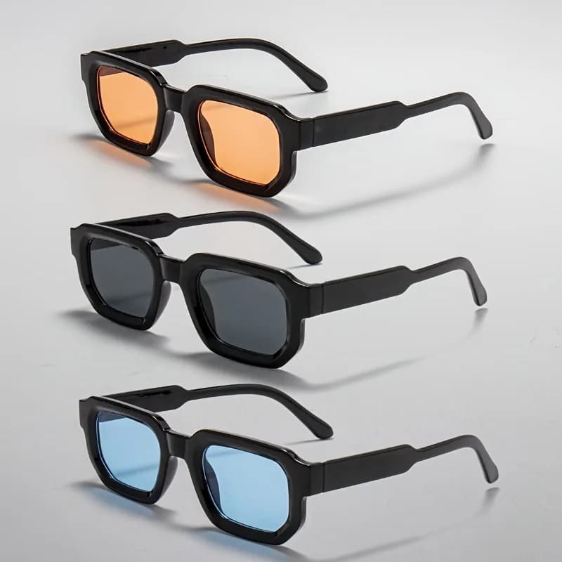 Set di 3 Lenti Colorate con Montature Nere, Occhiali Unisex Eleganti Adatti per Feste e Passeggiate