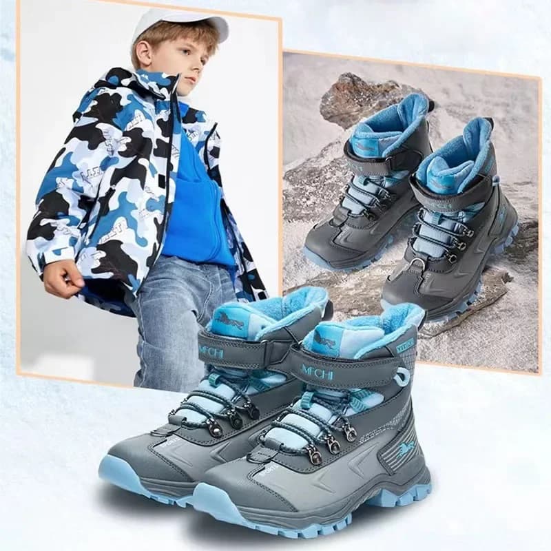 Scarponi da trekking per bambini Ragazzi Ragazze Sneaker da arrampicata per passeggiate all'aperto Scarpe da neve comode Stivale da escursionismo Suola con fibbia in acciaio antiscivolo