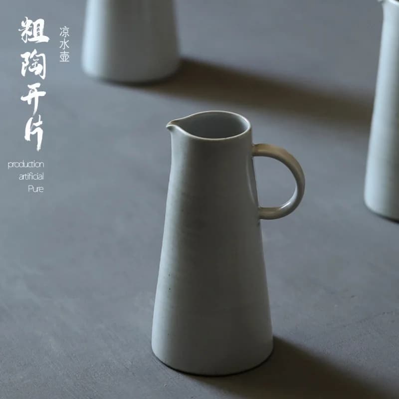 ★Ceramic Coffee Sharing Pot Set Handmade Coarse Pottery Coffee Cup Hand Wash Pot Simple Home Coffee Maker Cold Water Clay Pot