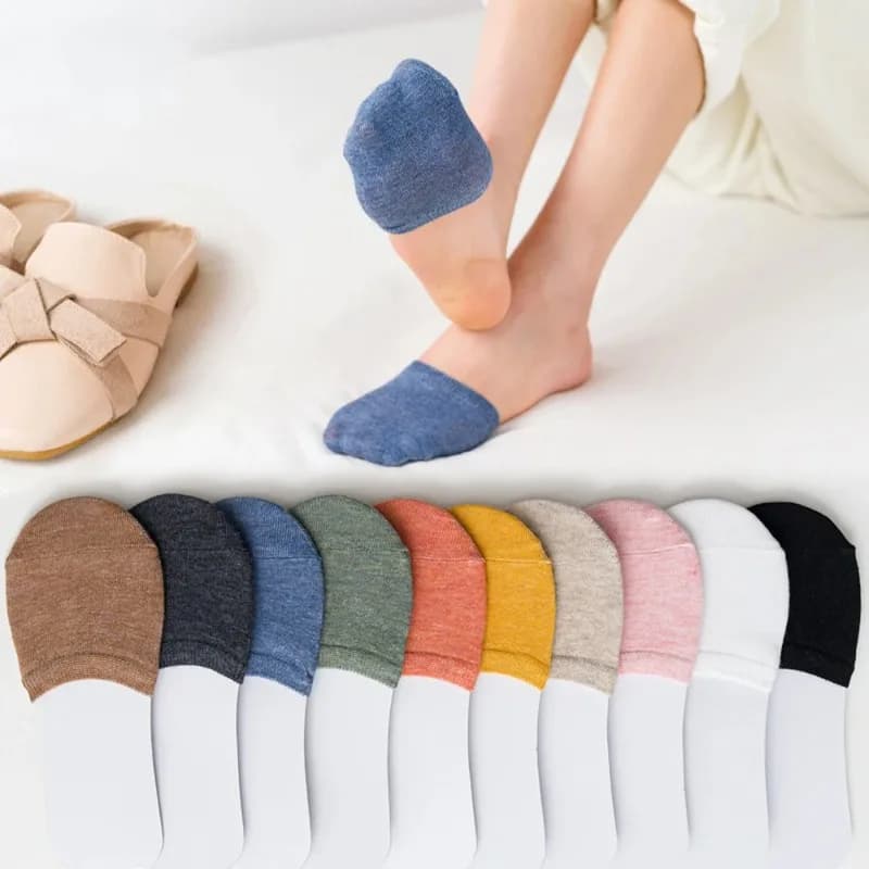 1 Paio di Calzini Invisibili Estivi da Donna, Copri-Piedi Traspiranti, Calzini Senza Tallone, Colore Caramella