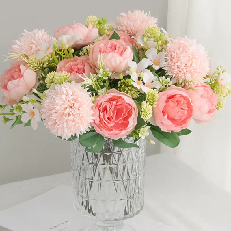 6 Heads Artificial Flowers Peonies Home Decor Accessories Silk Peony Wedding Decorations Bride Bouquet Rose Fake Plants