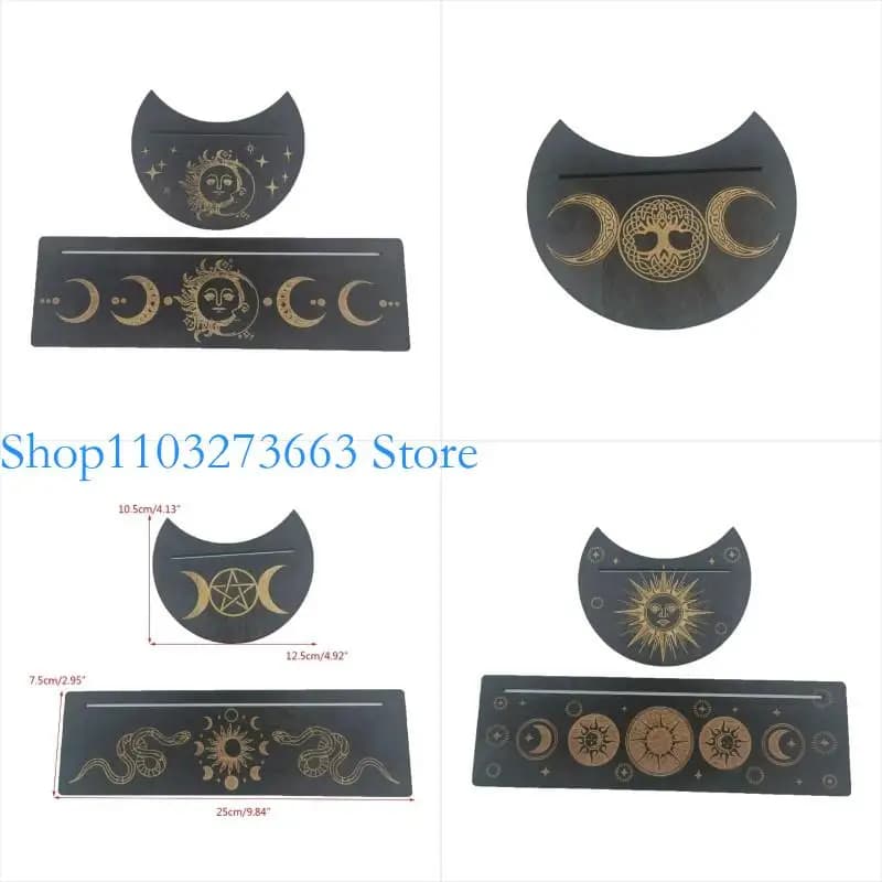 R6FE Portable Wooden Tarot Card Stand Rectangular Moon Base Display Display Witch Divinations Strumento Tarocchi Forniture