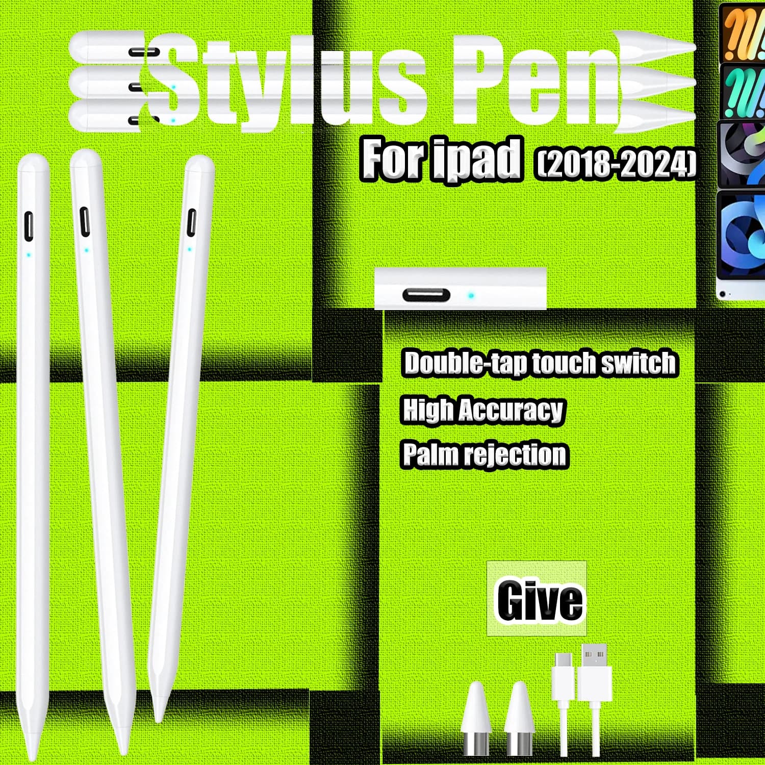 Stilo per iPad 2018-2026 Pro/Air/Mini/10a Gen, con Rilevamento del Palmo e Attacco Magnetico, Ricarica Rapida, Lunga Durata della Batteria, Scorrevolezza Ottimale