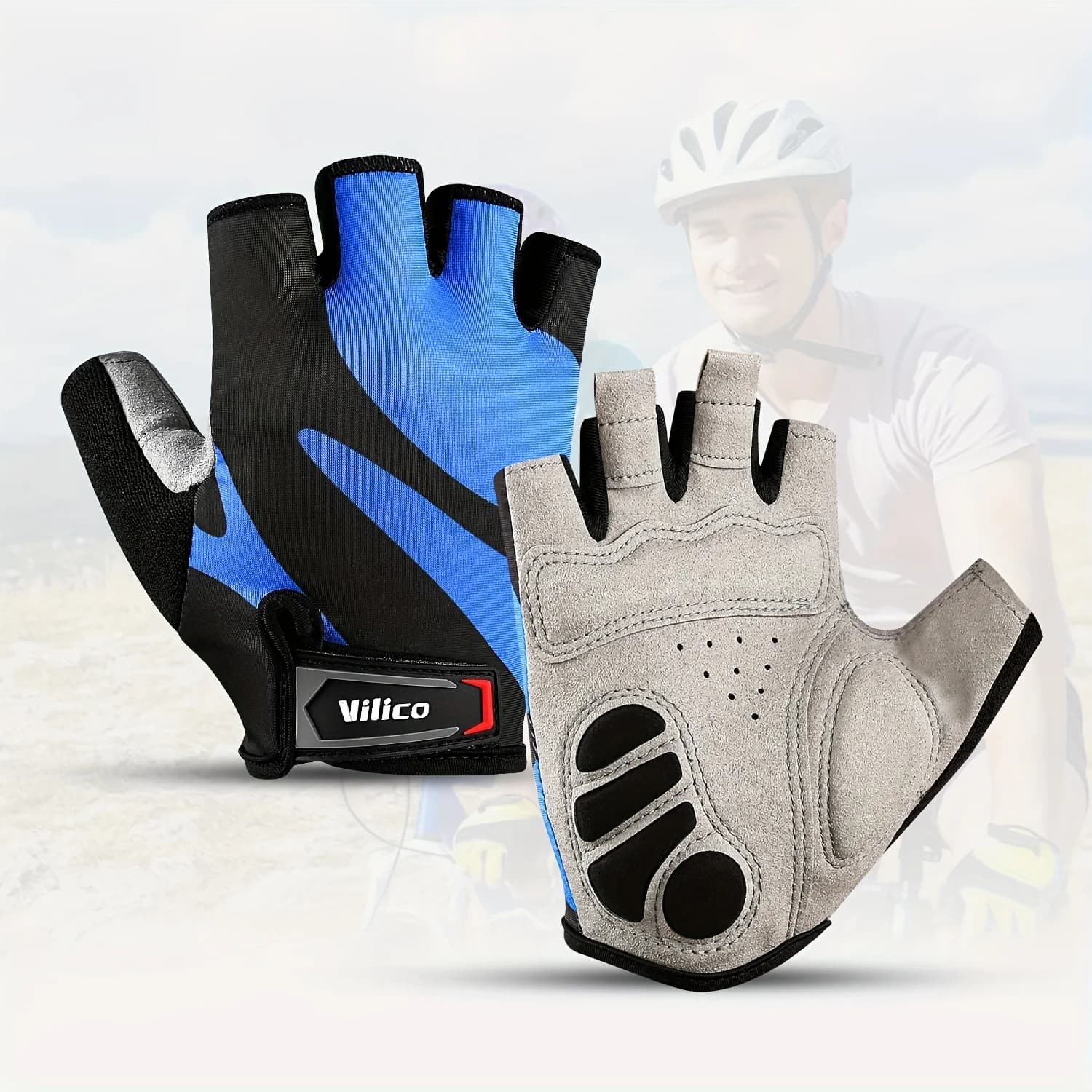 1 pair of half finger cycling gloves for men and women, thick and breathable, suitable for running and going to the gym