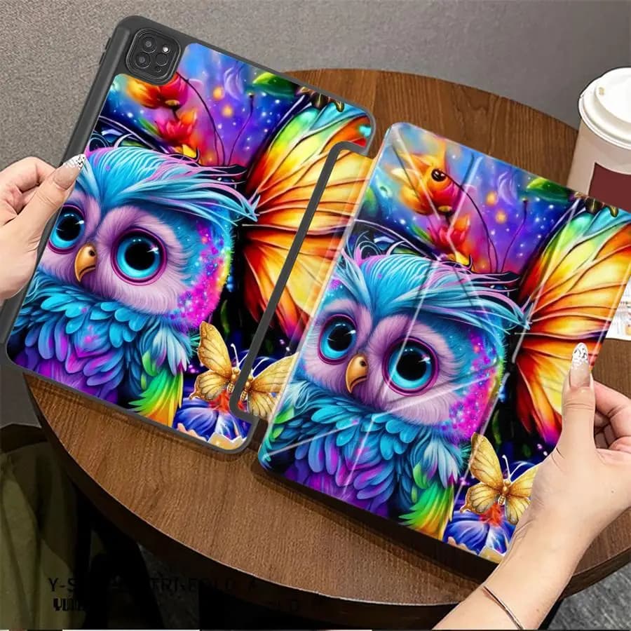 Custodia per Tablet con Uccelli Colorati per iPad Pro 11, 10, 9, 8, 7, 12.9 pollici, Air 4, 5, M3, M2, 1, 2, M4, 11 pollici, Mini 6, 7, Pro 2025 - Cover con Supporto