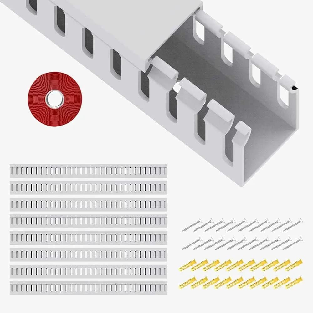 Canalina Passacavi Aperta, Canale per Gestione Cavi da 123 Pollici per Scrivania, Nasconde i Cavi Sotto la Scrivania, Bianco 3 cm (1,18"H) x 4 cm (1,57"W) (8 Pezzi)