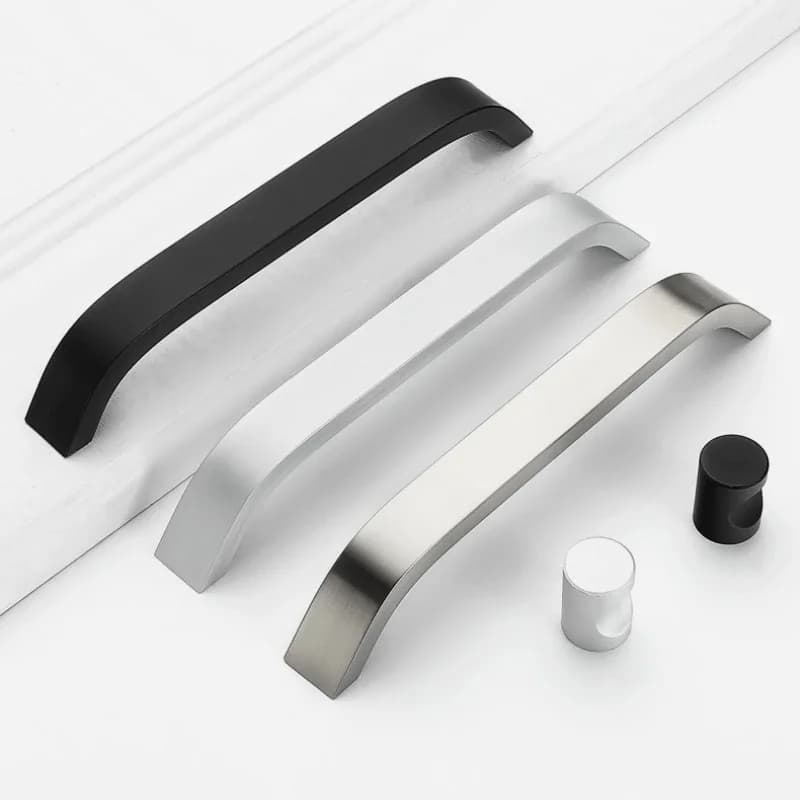 96 128 160 192mm modern aluminum simple mute cabinet scarpiera cabinet drawer door handle black kitchen door handle.