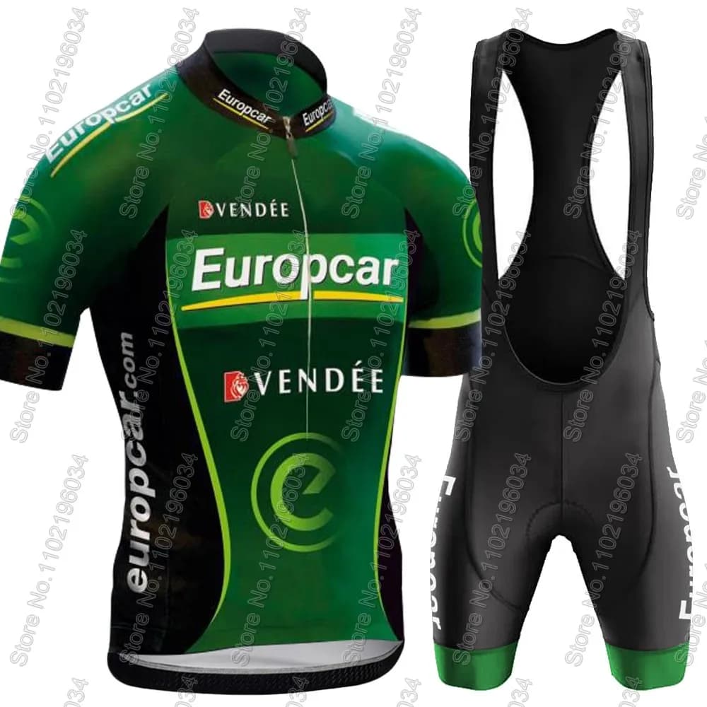 2026 Team Europcar Cycling Jersey Set Summer Cycling Clothing Men's Kit Road Bike Shirts Jumpsuit Shorts with Bicycle Seats MTB Maillot