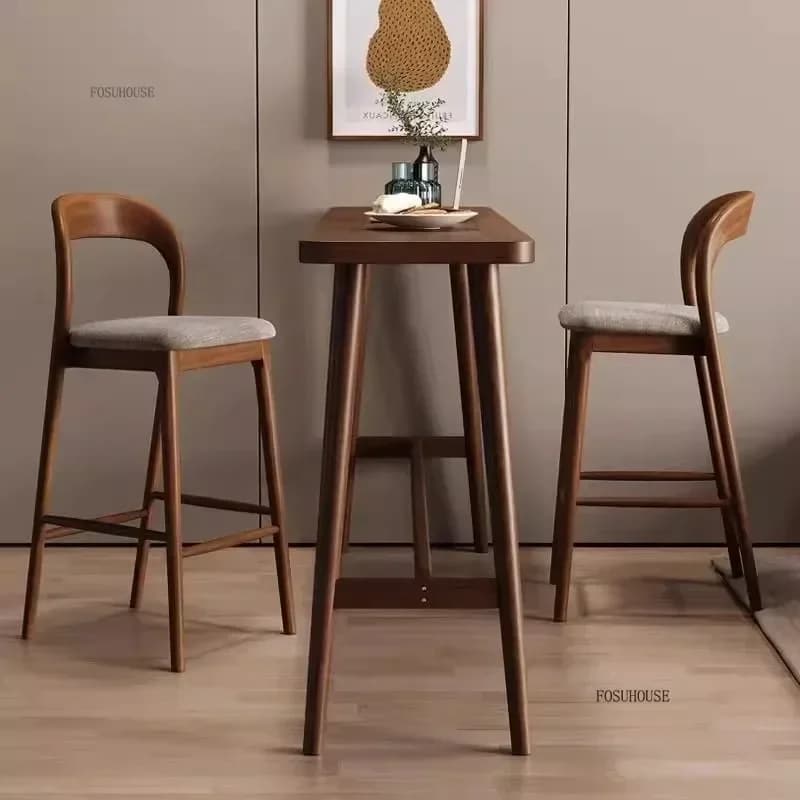 Sedie da bar in legno massello di design di lusso Sgabelli da bancone Tavolo da isola Sedia da pranzo Cucina Sgabello con gambe alte Mobili nordici U