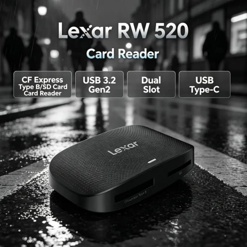 Lexar RW520 Memory Card Reader USB 3.2 Gen 2 High Speed CFexpress Type B SD Card Reader 8K RAW for Camera Data Transfer