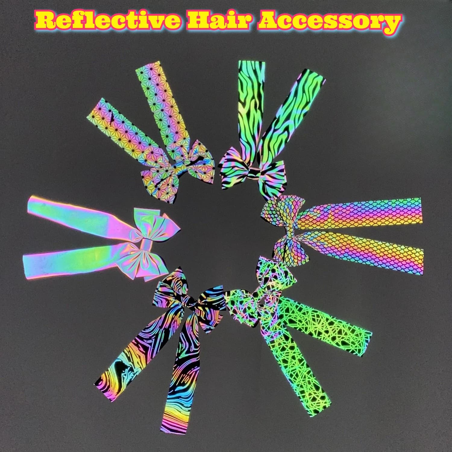 Clip per fiocco per capelli riflettente Accessori per capelli a nastro grande Spilla per mollette colorate Fissaggio per capelli da donna Cravatte lunghe Regalo per feste Vendita calda