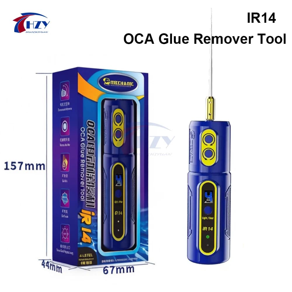 OCA MECHANIC IR14 glue removal electric tool with green LED lamp for dust display and LED display for glue removal from phone screen and repair.