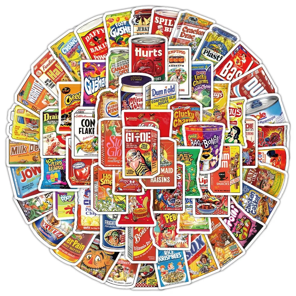 50/100Pcs American Snacks Food Cartoon Stickers per bagagli Laptop Phone Guitar Waterproof Graffiti Bicycle Car decalcomanie