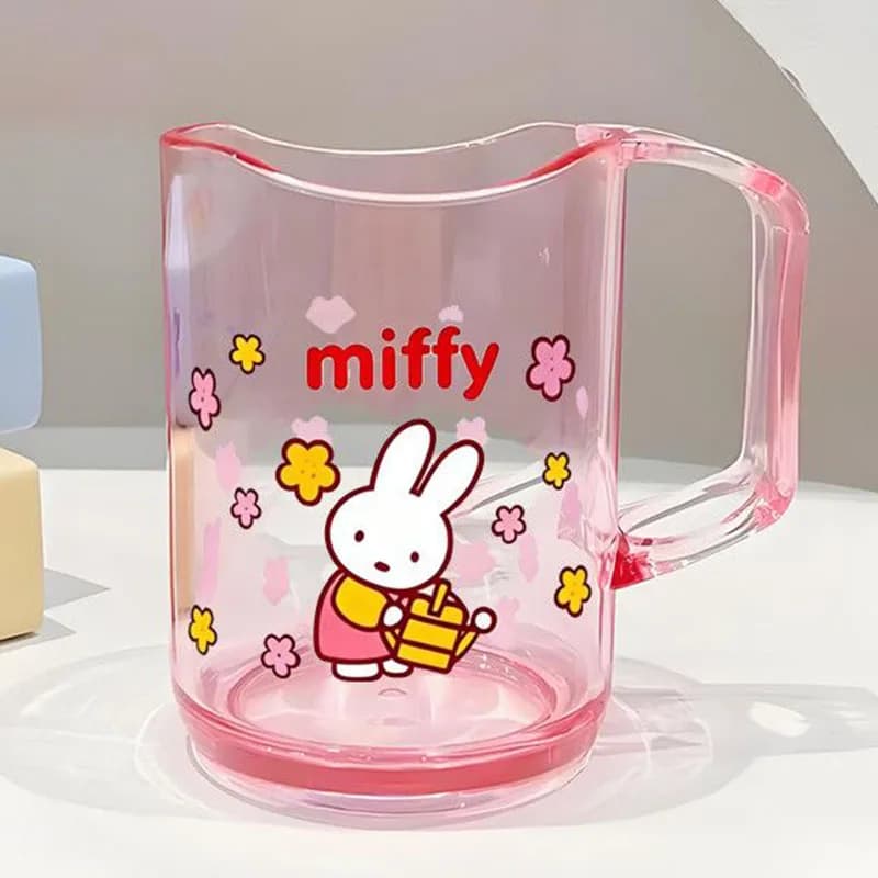 Cute Cartoon Miffy Mouthwash Cup Pastel Tooth Washing Mug Large Handle Anti Mold Bathroom Cup Portable Toothbrush Holder Gifts