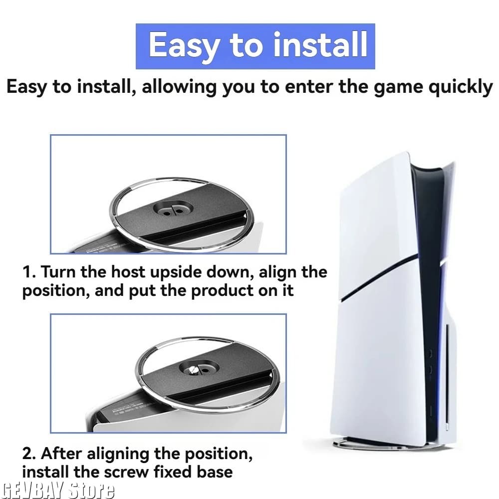 Metal Vertical Stand for PS5 Slim Console Base Stand Replacement with Screw for Playstation 5 Digital and Disc Version Rack