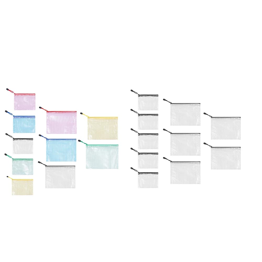 10 Pezzi Buste a Rete con Cerniera Impermeabili in Plastica, Organizzatori per Documenti, per Forniture da Ufficio e Borse da Viaggio