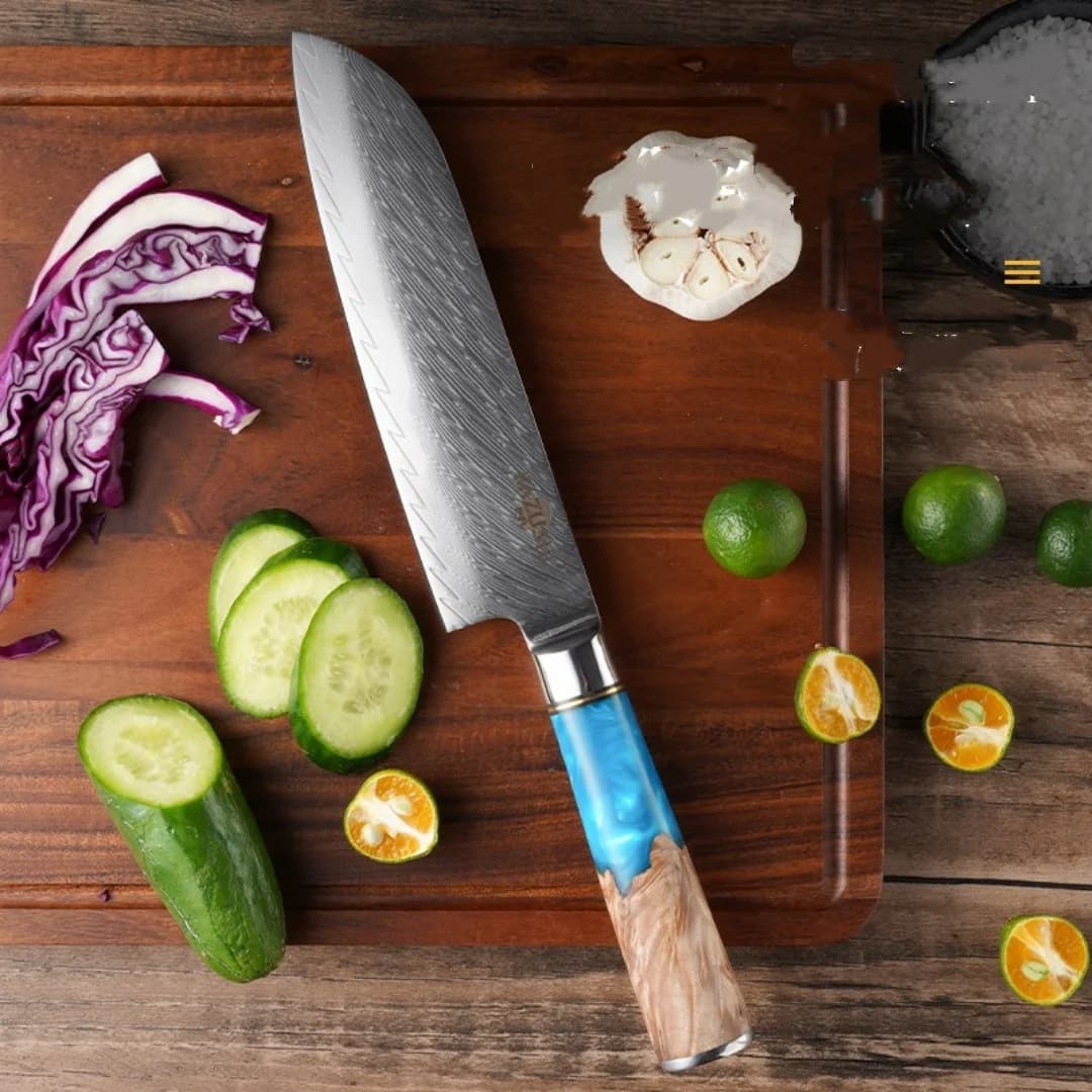 Santoku Knife Damascus Knife Vg-10 Sharp Steel Blade Professional Japanese Kitchen Knives 7.0inch Kitchen Knives & Accessories