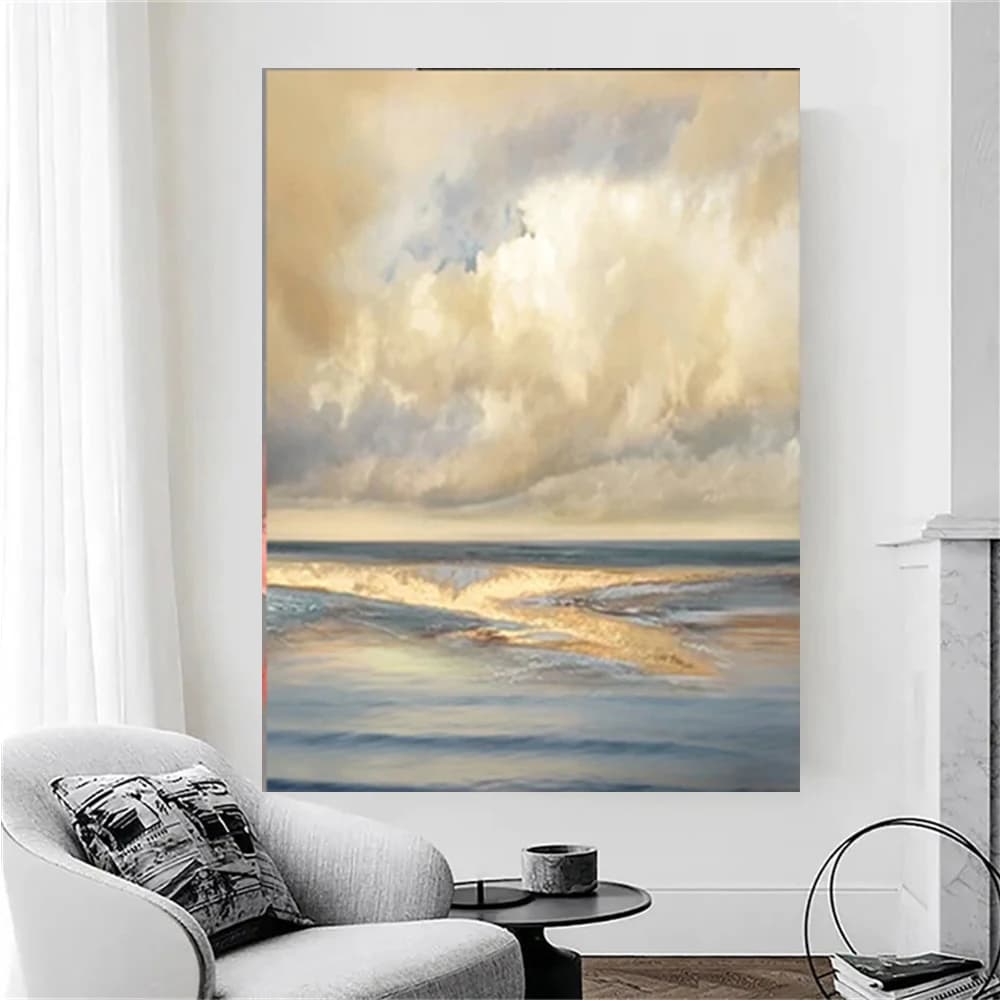100% Hand Painted Abstract Oil Painting Top Gray Gold White Wall Art Picture On Canvas Mural For Living Room Home Decor Paint