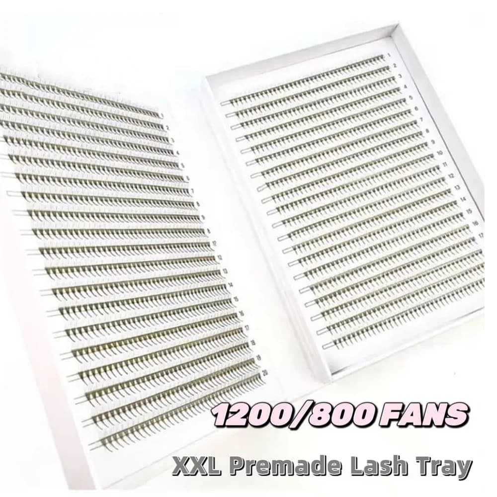 2D-16D 1600/880 Fans PBT Hybrid Premade Lash Fans Sharp Pointy Stem Premade Loose Fans Thin Root XL Tray Eyelashes Extension