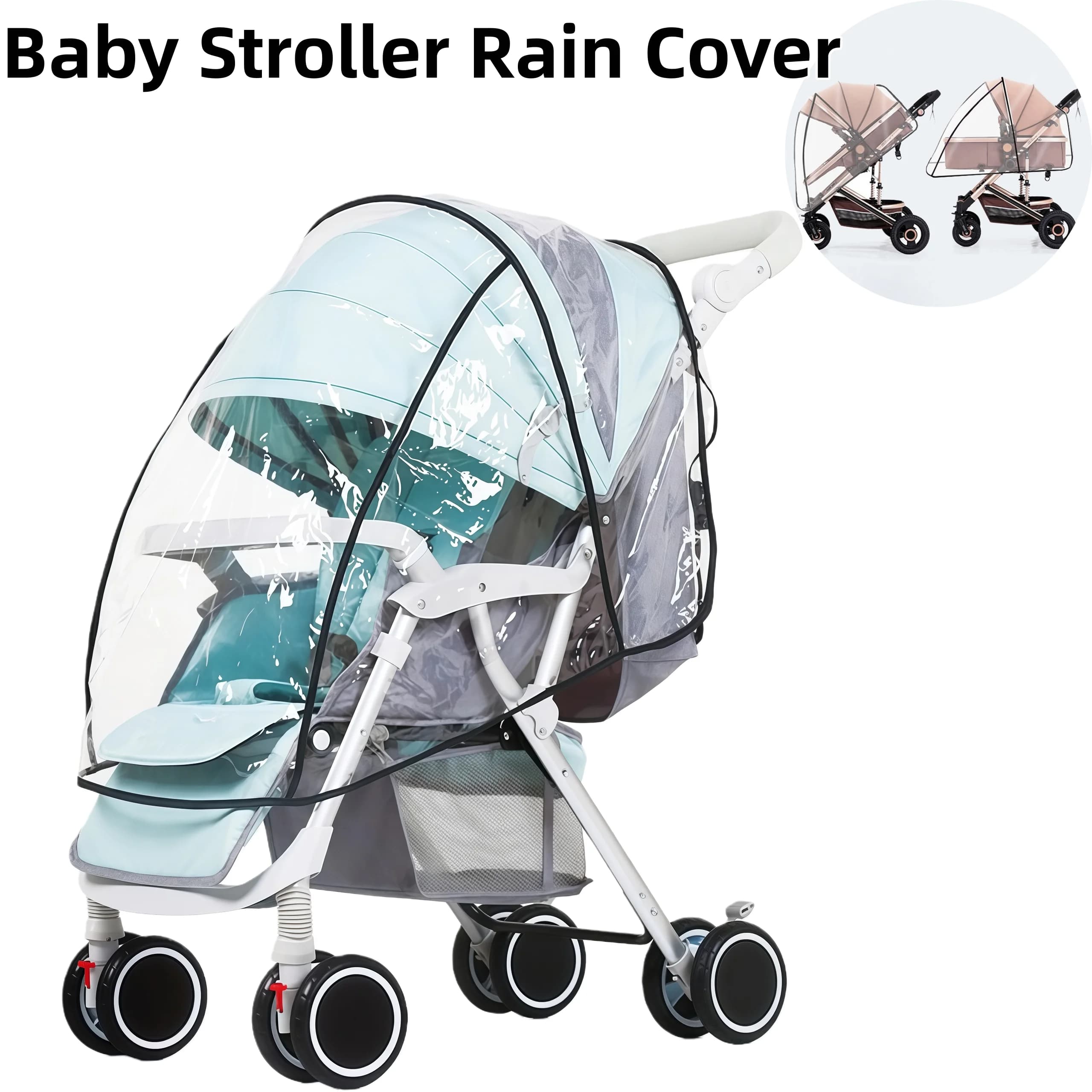 Passeggino Copertura antipioggia Carrello per bambini Parabrezza Ombrello per bambini Passeggino Scudo impermeabile Poncho portatile