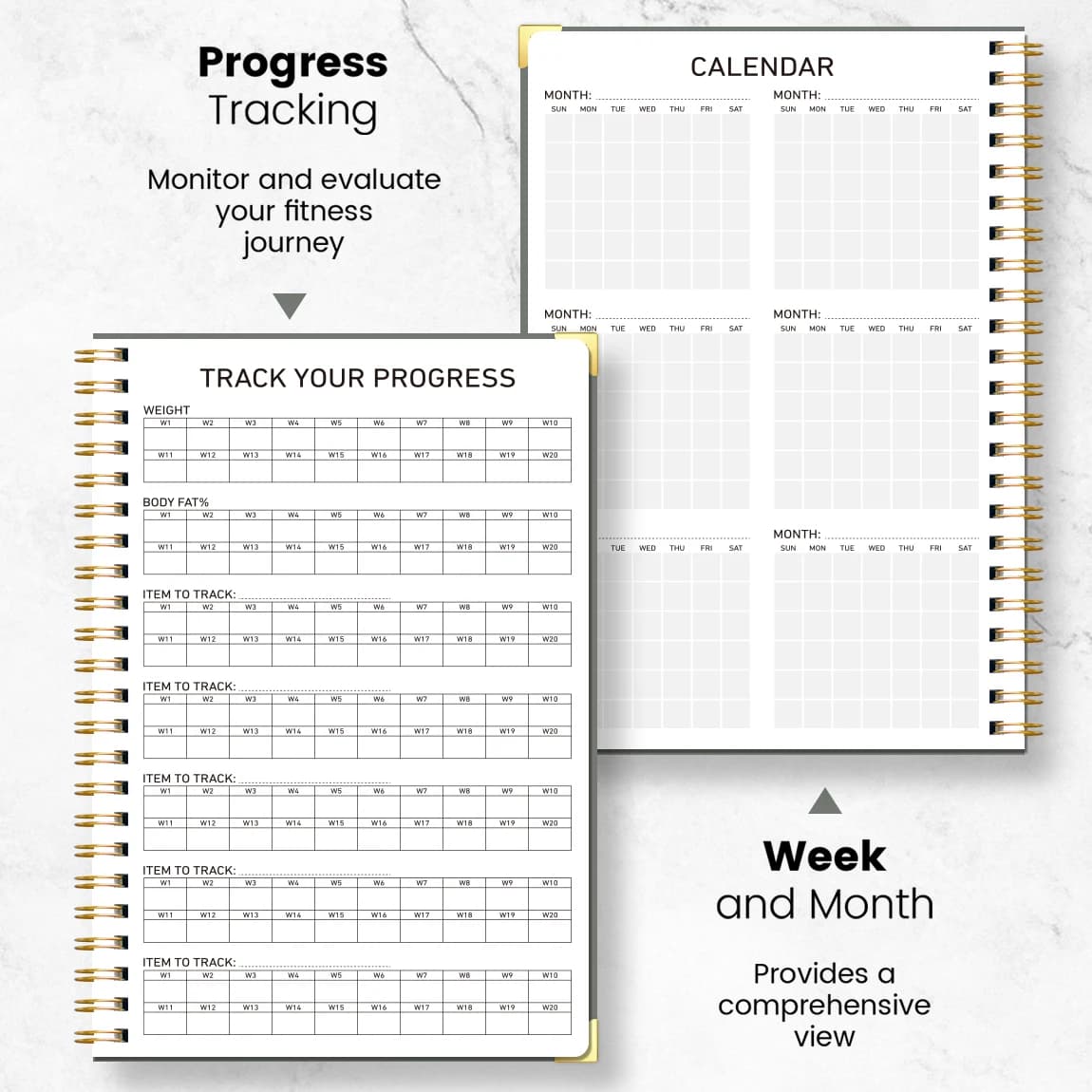 Diario di Allenamento per Donne, Planner Fitness, Registro Esercizi, Tracker per Obiettivi di Peso e Grasso Corporeo, Quaderno a Spirale Rosa