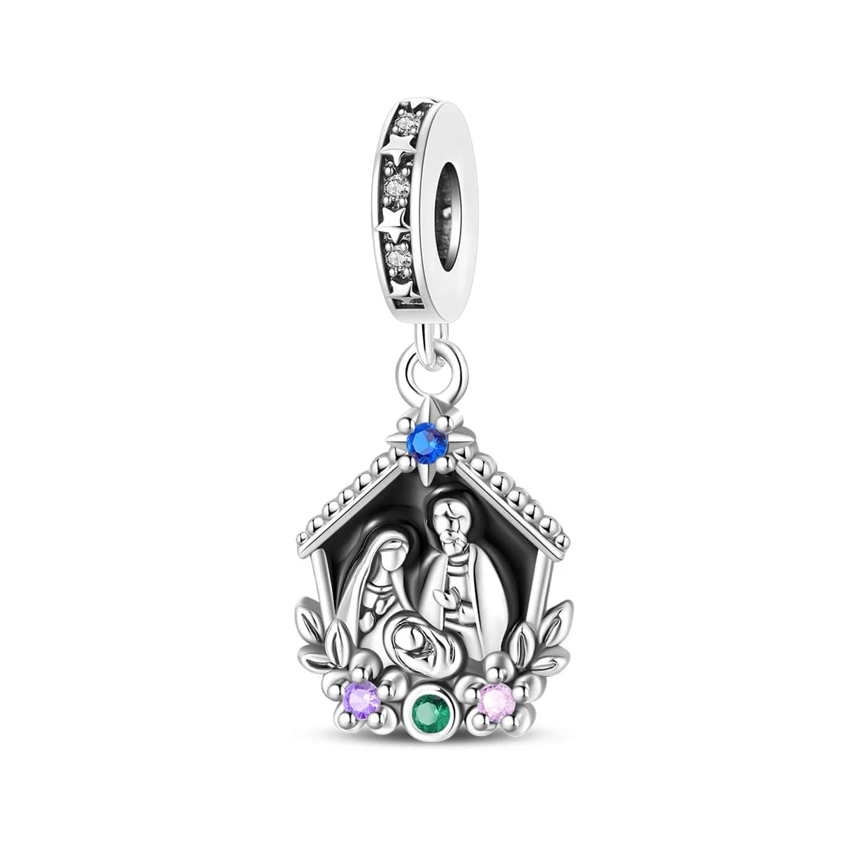 Ciondoli a forma di stella del presepe natalizio in argento 925 placcato, adatti per braccialetti con ciondoli 925, gioielli festivi religiosi, regali per donne
