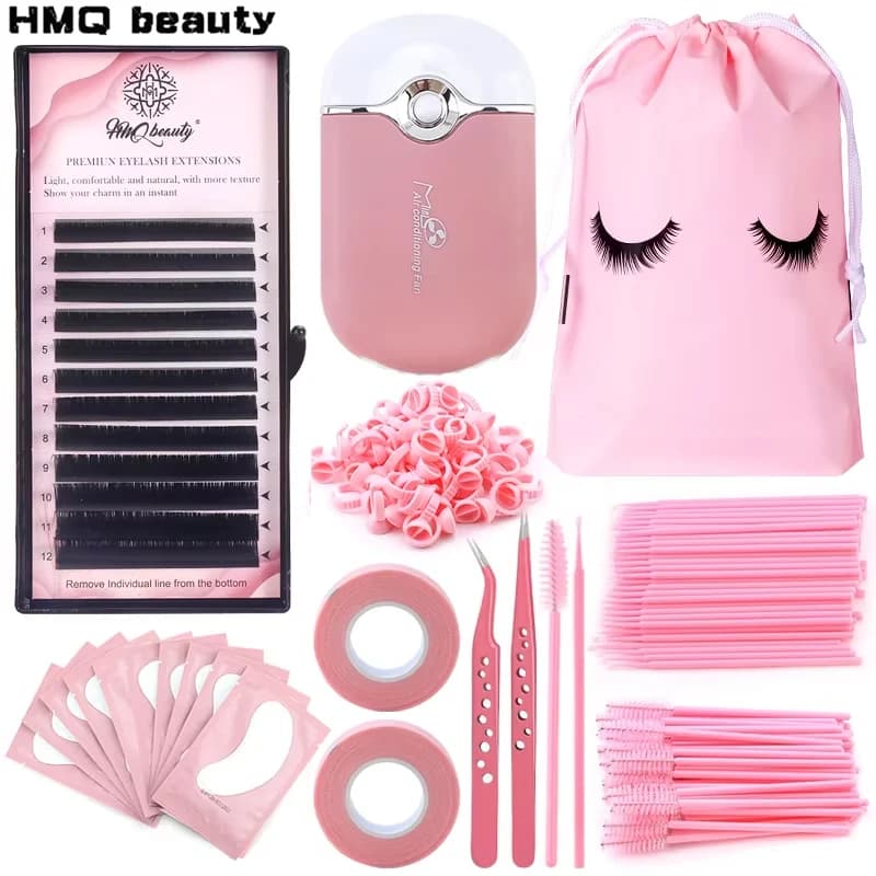 268PCS Eyelash Extension Kit Brushes Set Professionele Micro Lip Brush USB Mini Fan Necklace Ring Eyelashes Makeup Tools