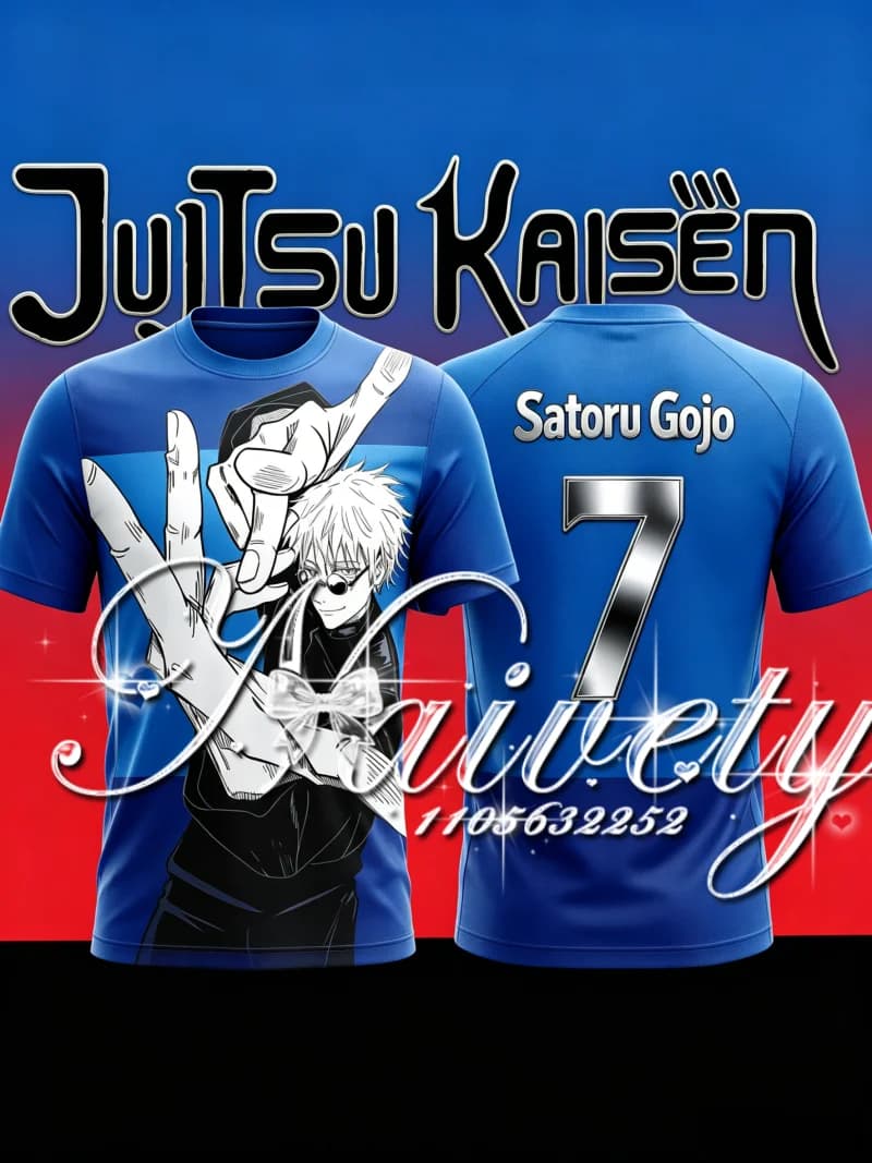 Jujutsu Kaisen Satoru Gojo "Limitless" Hand Sign Soccer Jersey Men Women Summer Quick Dry Breathable Streetwear T-shirt Tops Y2k