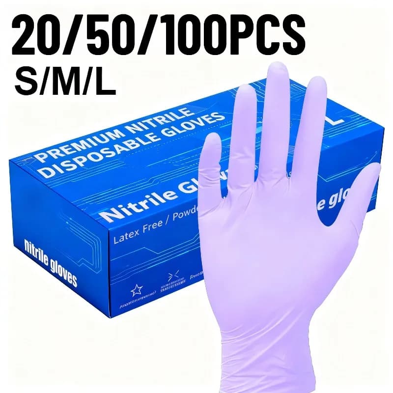 20/50/100PCS Guanti monouso in nitrile viola chiaro per la pulizia della casa Cucina Smaltimento dei rifiuti Nail Art Tinture per capelli Pittura