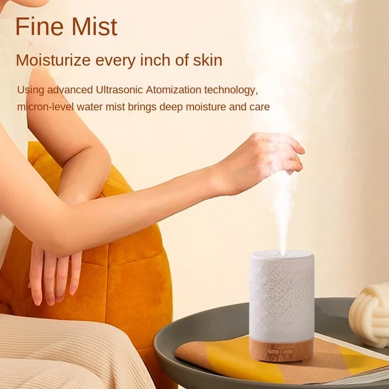 Diffusore di aromi 150ML Funzione di temporizzazione Umidificatore ad ultrasuoni Diffusore di oli essenziali per camera da letto con luci notturne a LED