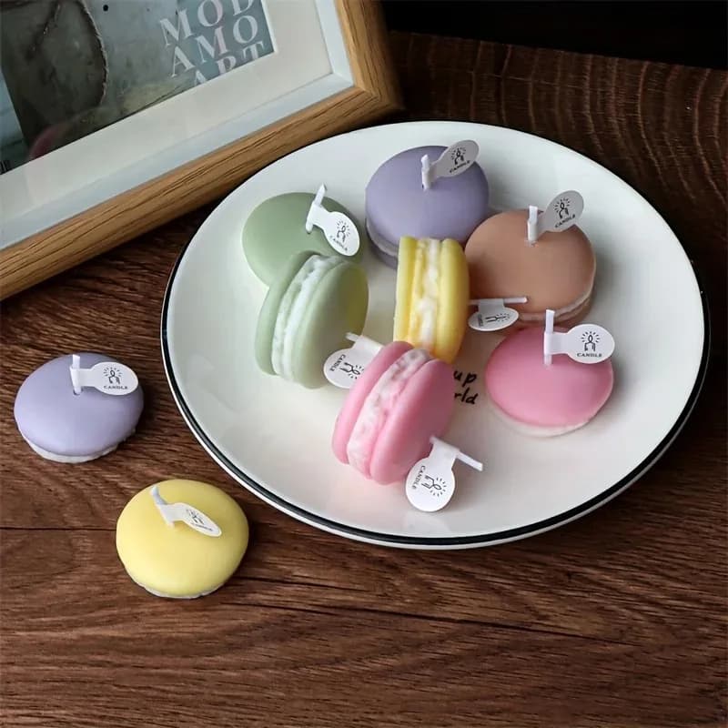 1/5 realistic pieces candles shaped macaron scented soy wax for home decoration wedding party new year festive atmosphere aromatic gifts