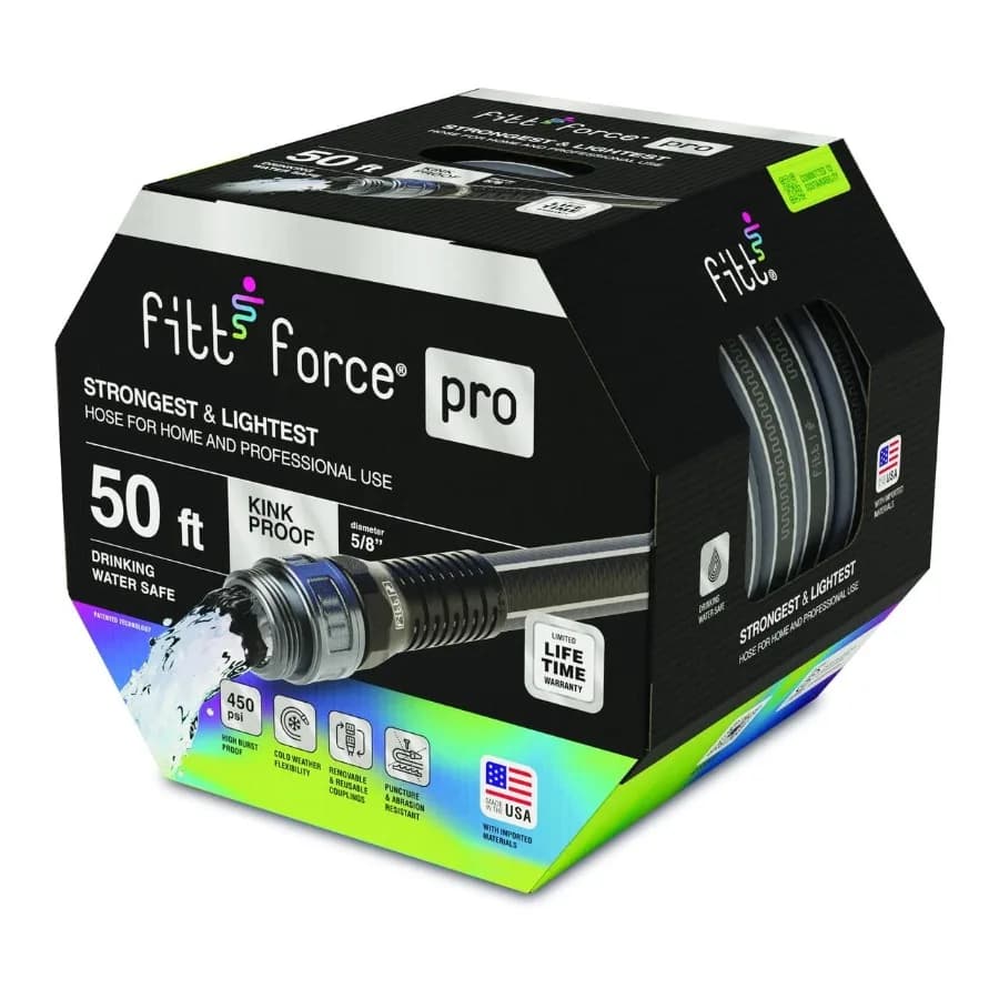 Force Pro 5 8" x 50' Commercial Grade Black Garden Hose