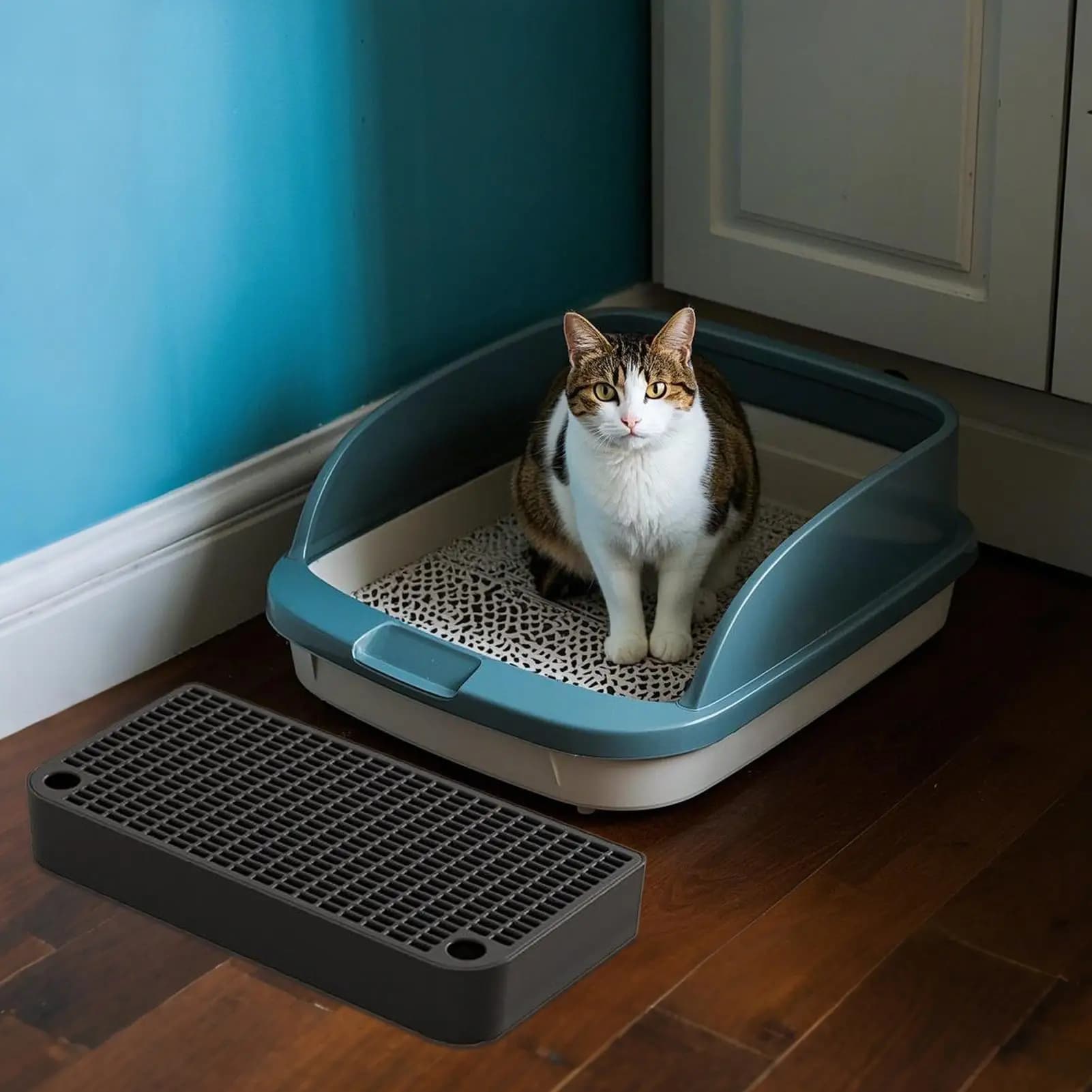 Lettiera Step Stazione per lettiera per gatti con funzione filtro Pedale per rampa per WC per gattini domestici impermeabile per gatti anziani di piccoli gatti