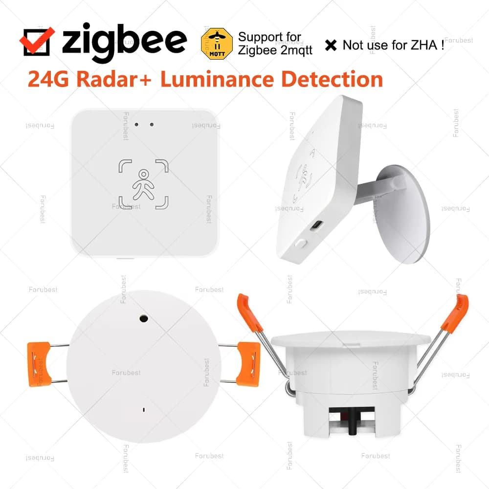Zigbee 3.0 Sensore di presenza umana Rivelatore radar Mmwave 24G con rilevamento della distanza di luminanza Sensori di movimento Supporto Zigbee2mqtt