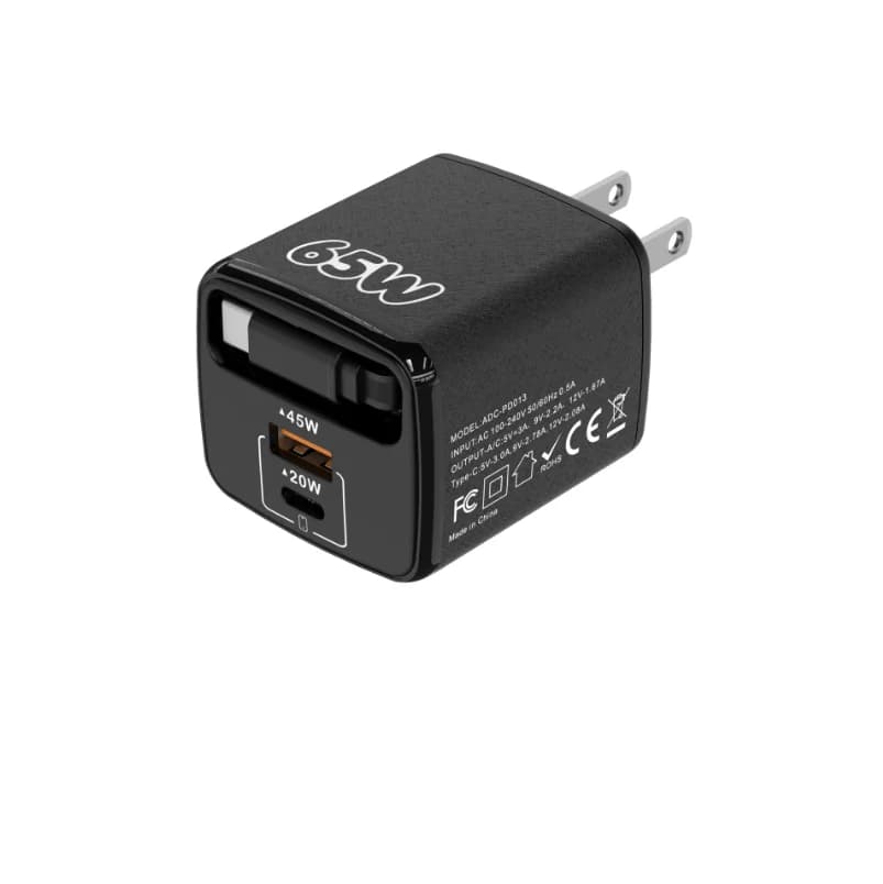 Caricabatterie rapido per auto da 65W con spina standard USA, cavo di ricarica Micro USB da 0,3 m, ricarica rapida per cellulari/automobili, compatibile con iPhone e Samsung