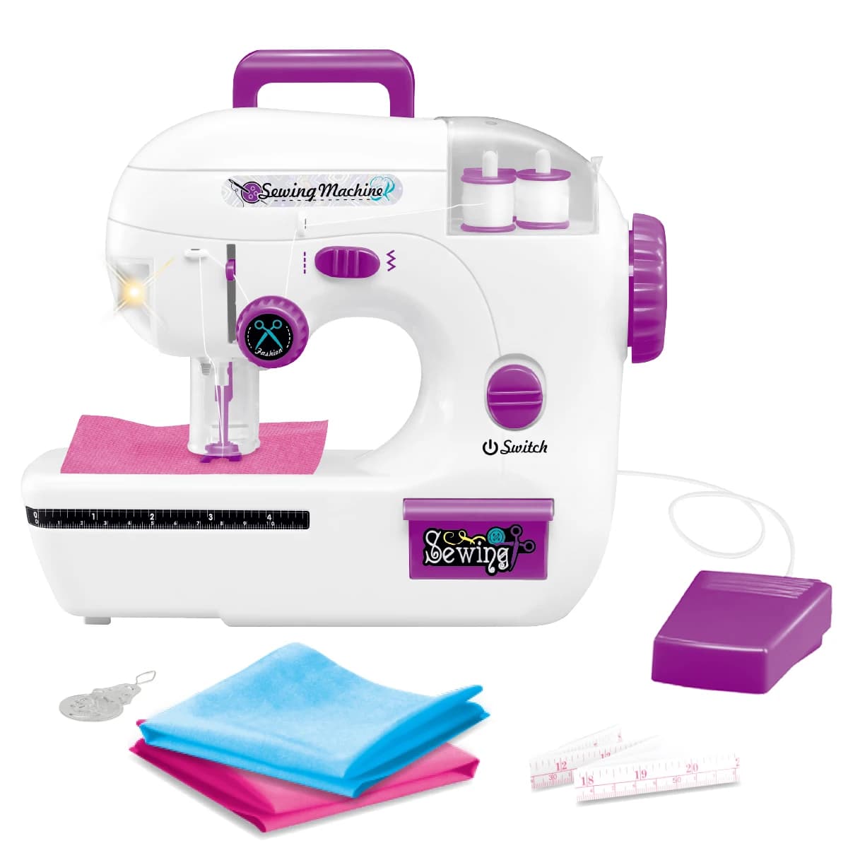 Sewing Machine Toys, Battery Powered Portable Sewing Machine With Measuring Tape And Fabric, Kids Gifts Do Not Include Battery