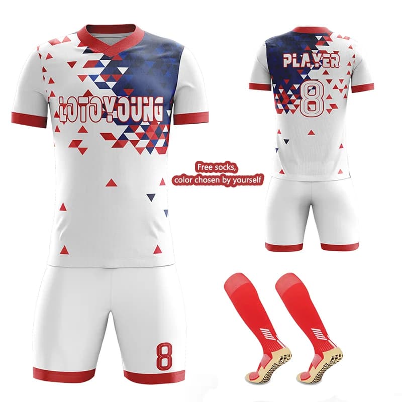 Men's Polyester Football Kit with Custom Logo Navy Blue Football Uniforms Soccer Jersey for Club Teams Soccer Jersey for Youth Collage Games