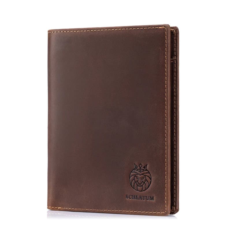 Crazy Horse Real Leather Passport Holder For Men Retro Multi Card Slots European Style Travel Document Wallet Cover