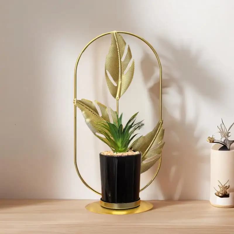 1 Piece Artificial Plant in Vase, Iron Ornaments for Decoration Table, Handmade Crafts, Home Decorations
