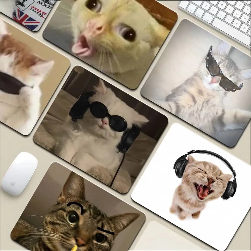 Divertente gatto meme piccolo tappetino per mouse tappetino per tastiera cuscino per laptop tappetino da scrivania antiscivolo