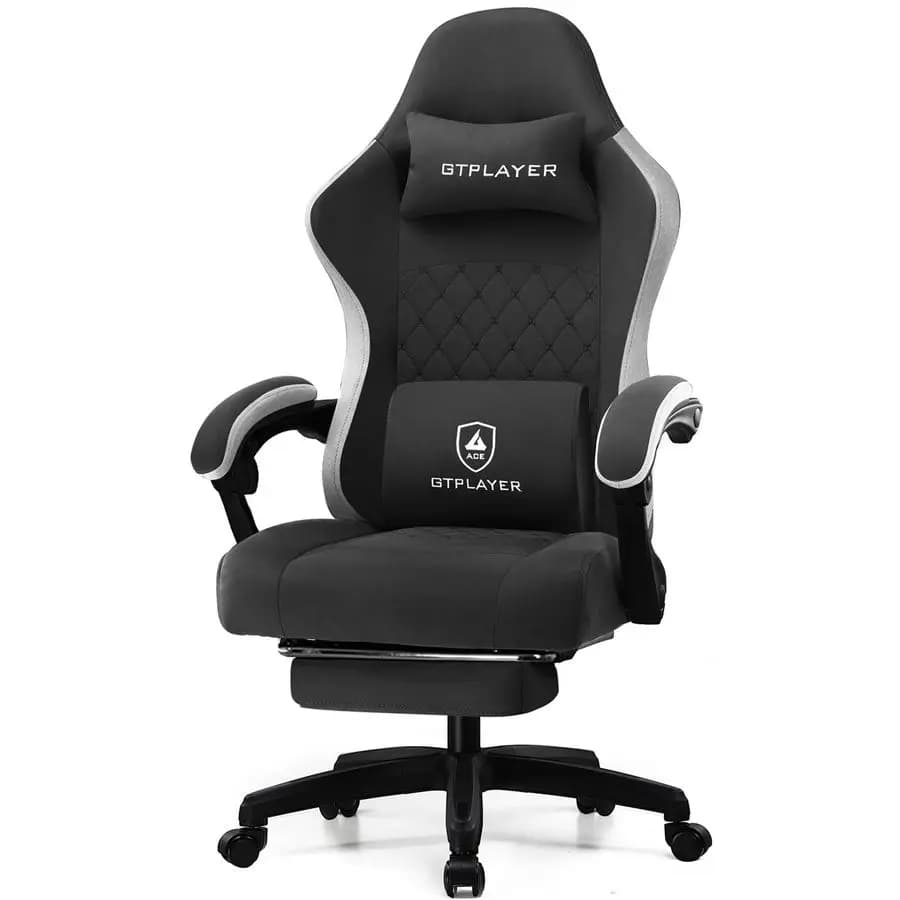 Sedia da Gaming, Sedia da Ufficio con Cuscino a Molle Insacchettate, Braccioli e Poggiapiedi Coordinati, Sedia Ergonomica per Computer con Schienale Alto