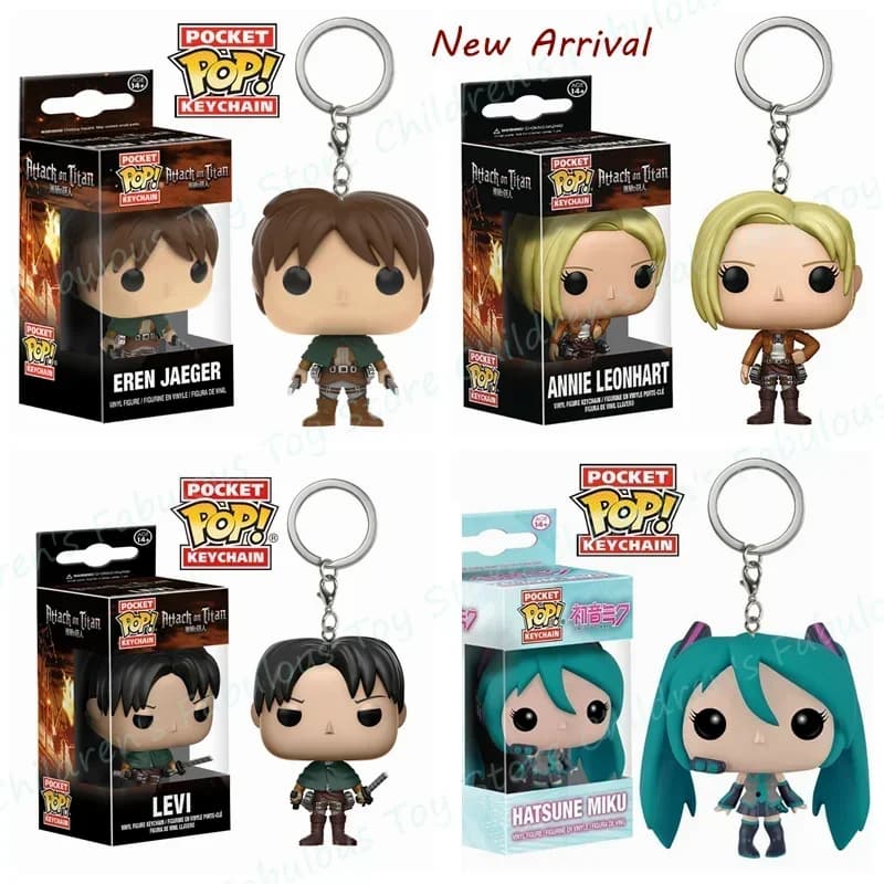 Funko Portachiavi Attacco su Titano Levi Eren Jaeger Annie Leonhart Hatsune.Miku Action Figure Portachiavi Tasca Giocattoli Bambole Portachiavi