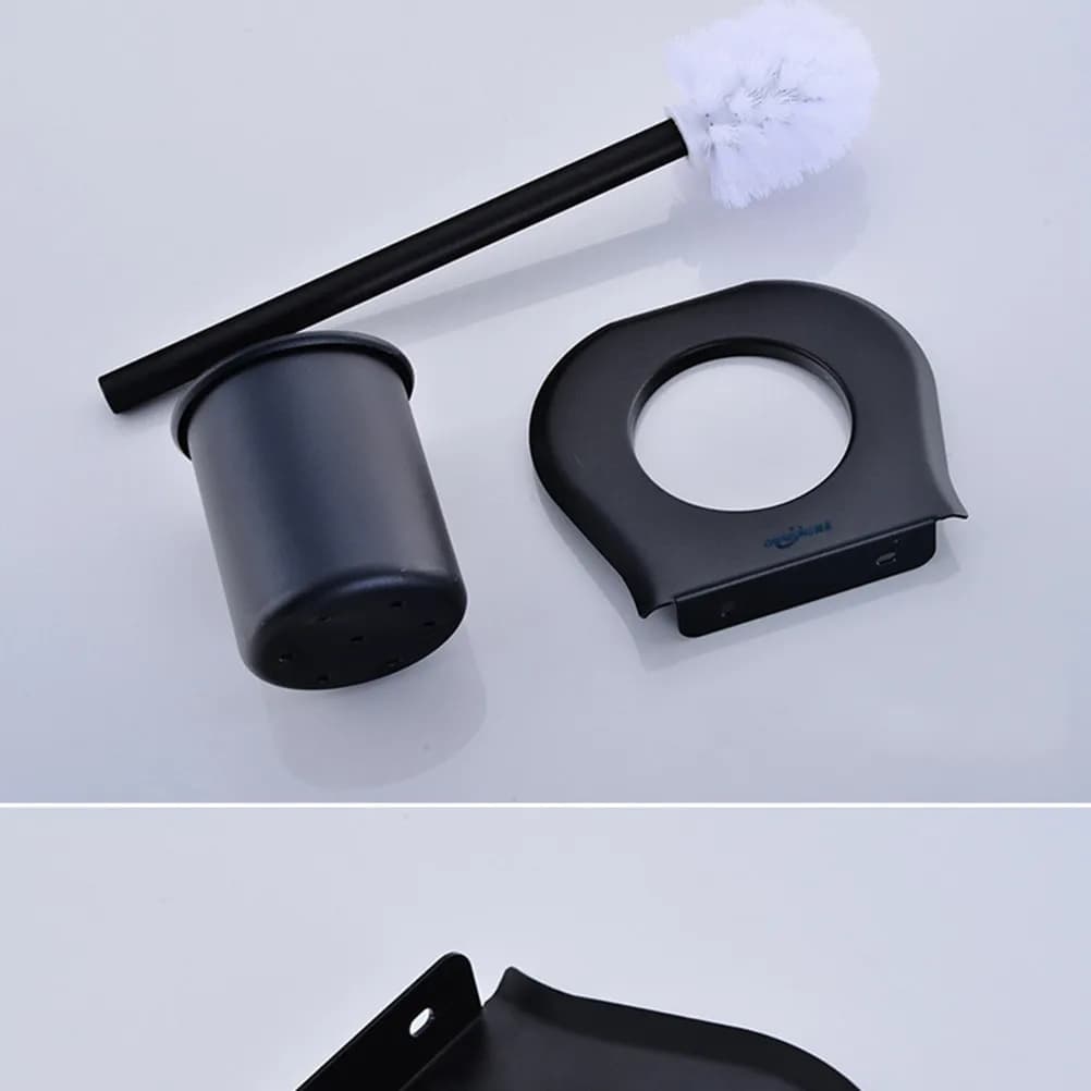 Set Spazzola per WC con Supporto a Parete in Alluminio, Elegante Porta Spazzola per Bagno con Design a Viti Nascoste