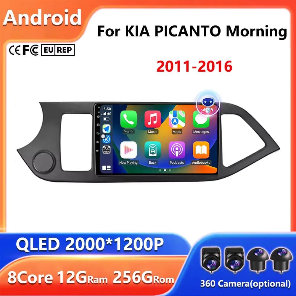 WIFI+4G DSP Android 16 Carplay Car for KIA PICANTO Morning 2011-2016 Multimedia Autoradio with Navigator
