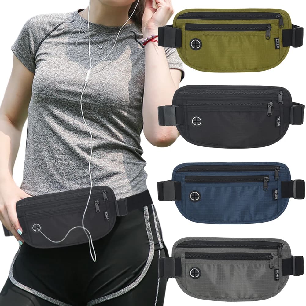 Marsupio da viaggio borsa porta passaporto Anti-ladro che blocca portafoglio da viaggio marsupio per contanti carte di credito documenti di viaggio