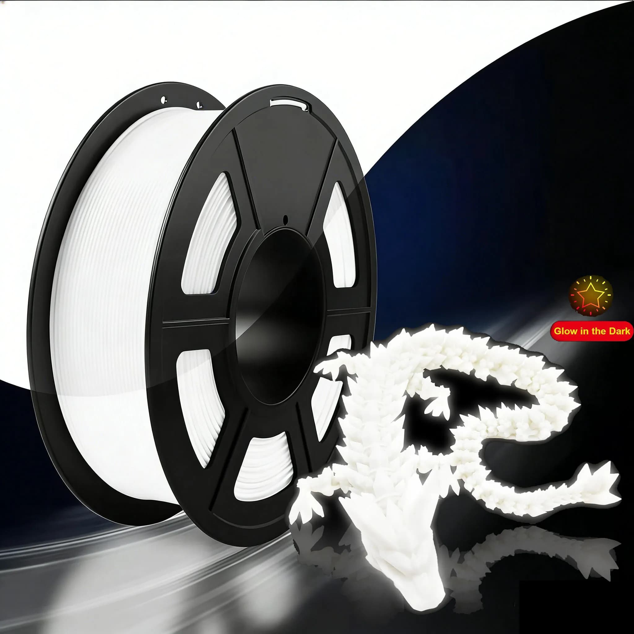 PLA Filament for 3D printers that lights in the dark, 1,75 mm Filajoy3D bundle, dimensional accuracy +/- 0.03 mm, white, 250 g